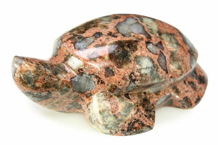 Carved Red Flower Granite Turtle - Arizona #308541